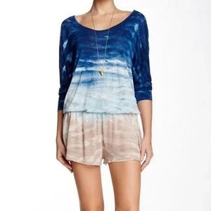 Young Fabulous & Broke tie dye blue beige Jasmin romper M